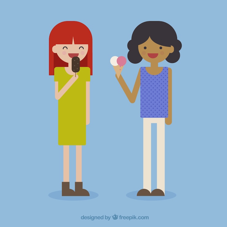 Free Vector girls eating ice cream