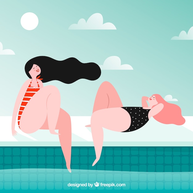 Free vector girls sunbathing background on a nice day