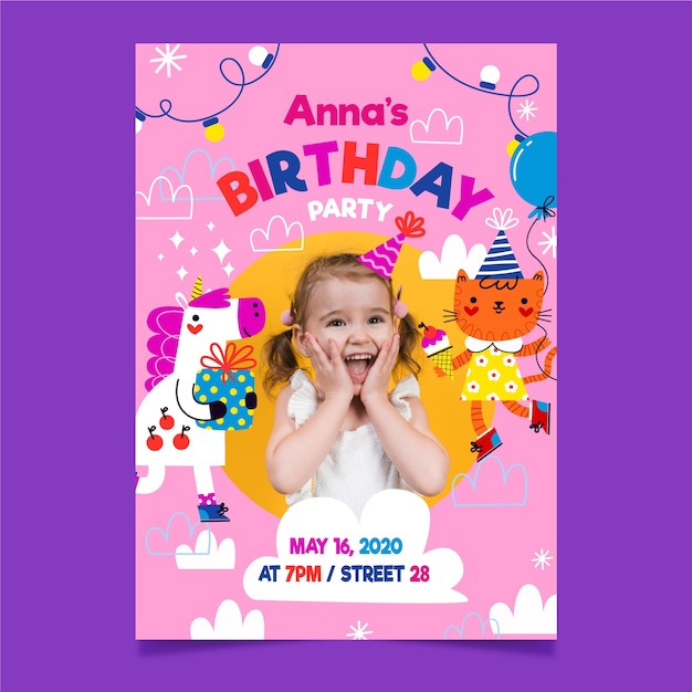 Girly birthday invitation template