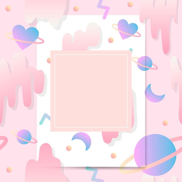 Girly pastel card mockup vector