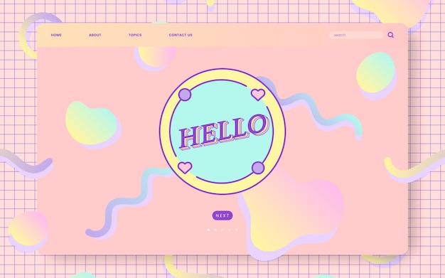 Girly pastel website design vector