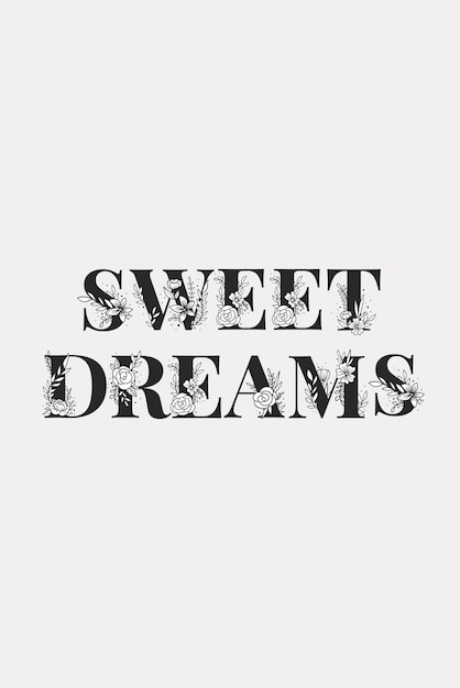 Free vector girly sweet dreams word typography lettering vector