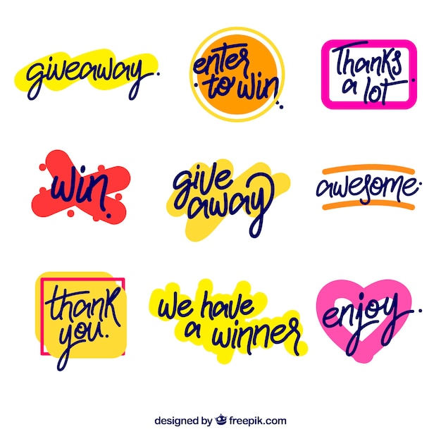 Giveaway lettering collection for contests