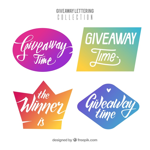 Free vector giveaway lettering collection for contests