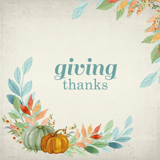 Giving thanks card in hand painted style