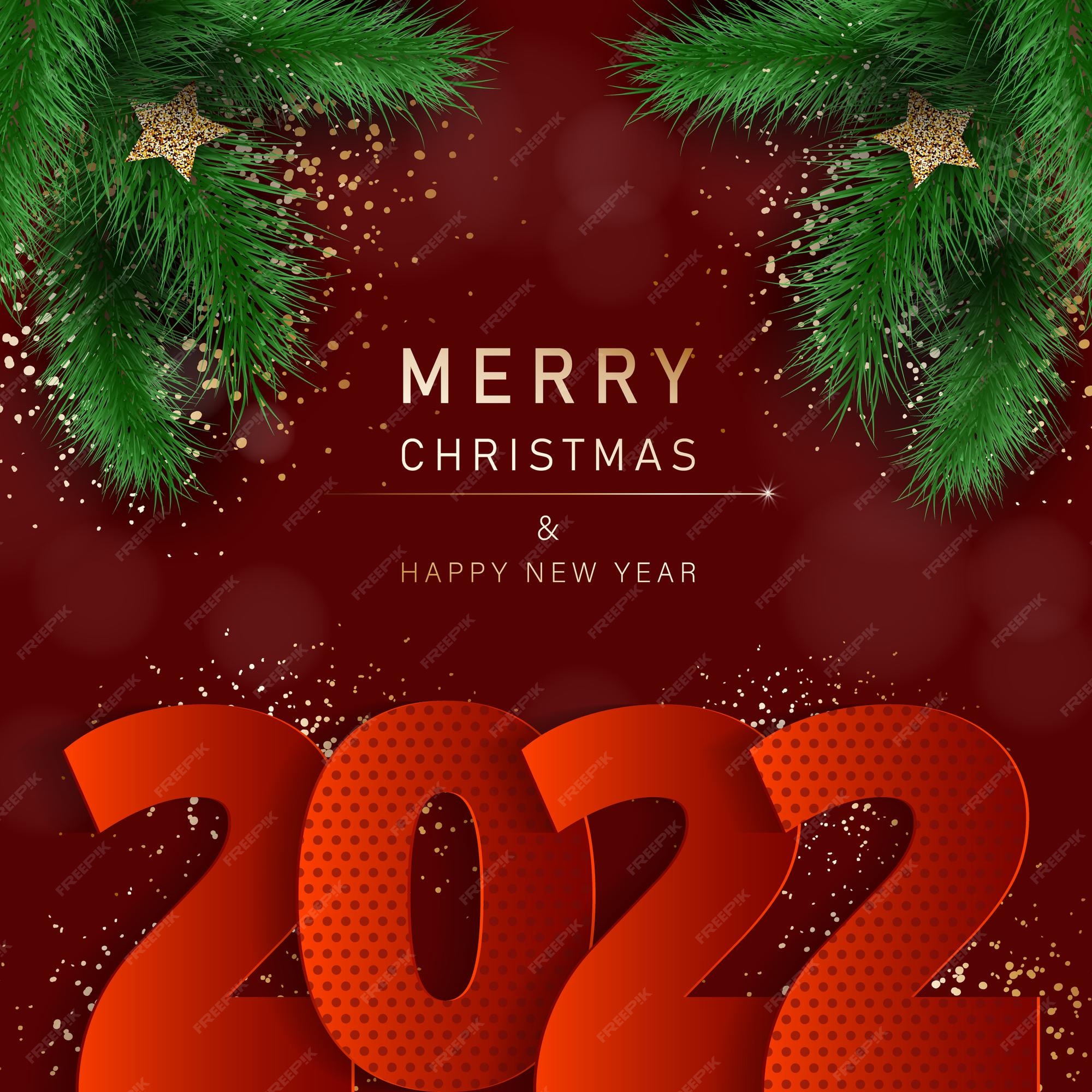 Premium Vector | Glamorous Christmas Banner With Fir Branches Merry Christmas And Happy New Year Banner 2022