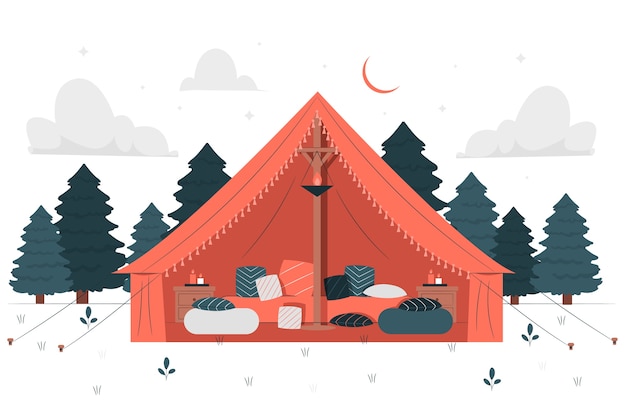 Vettore gratuito illustrazione del concetto di glamping