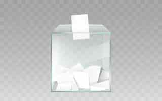 Free vector glass ballot box with ballot papers vector