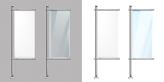 Free vector glass banners on metal poles