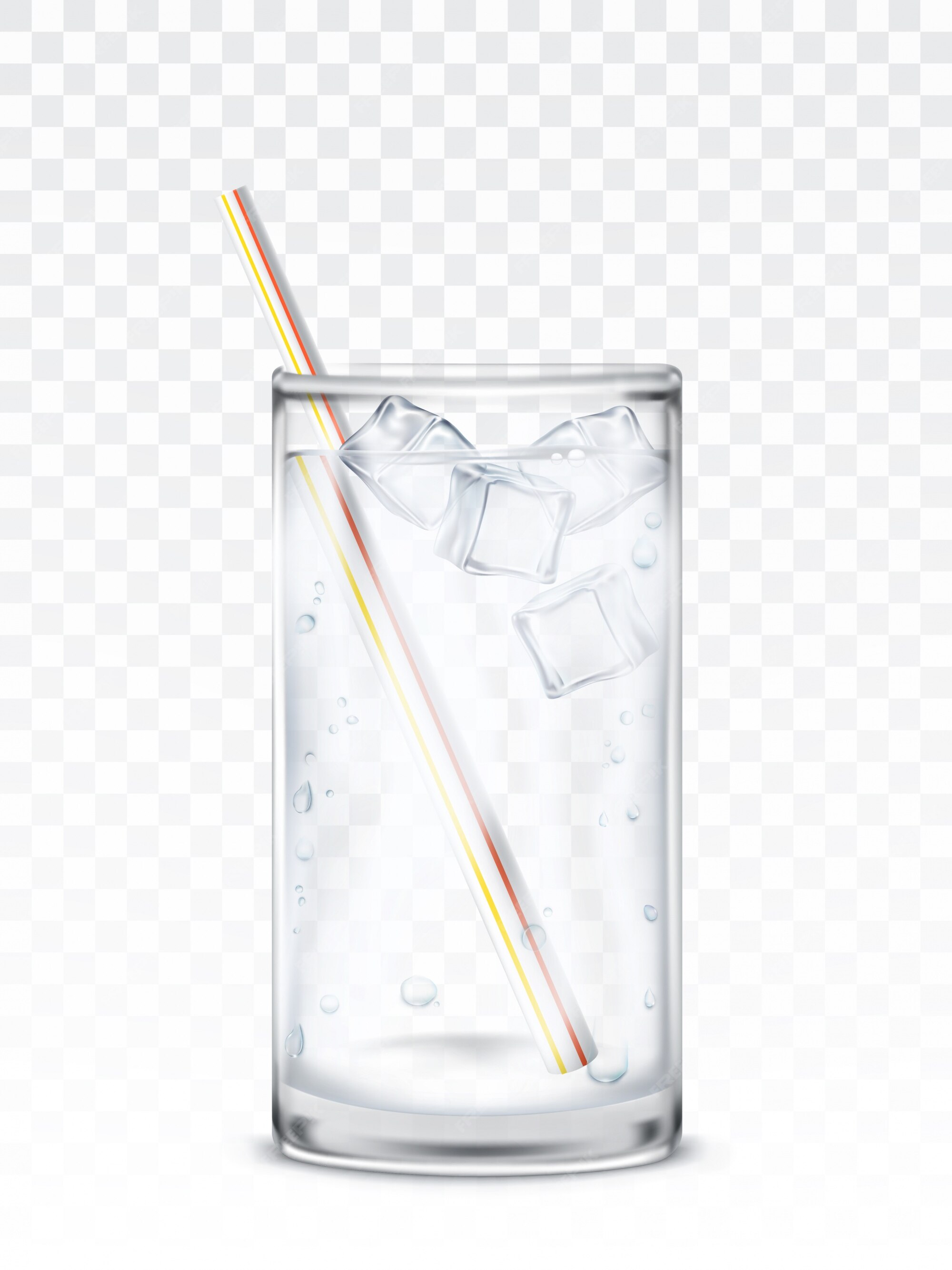 Water glass with straw drawing Royalty Free Vector Image