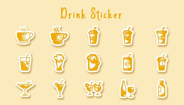 Glass beverage doodle art sticker