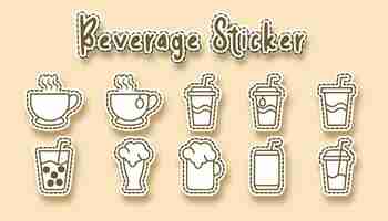 Free vector glass beverage line art sticker