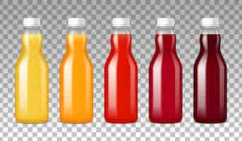 Free vector glass bottles with juice