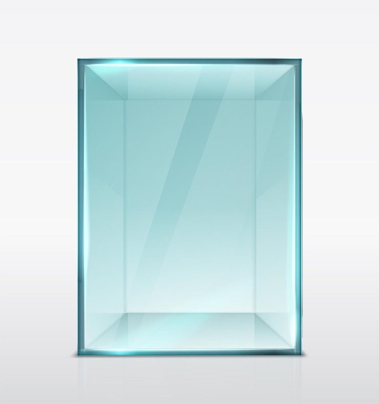 Free Vector glass box cube for presentation isolated transparent