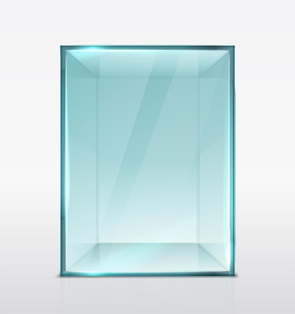 glass box cube for presentation Isolated transparent