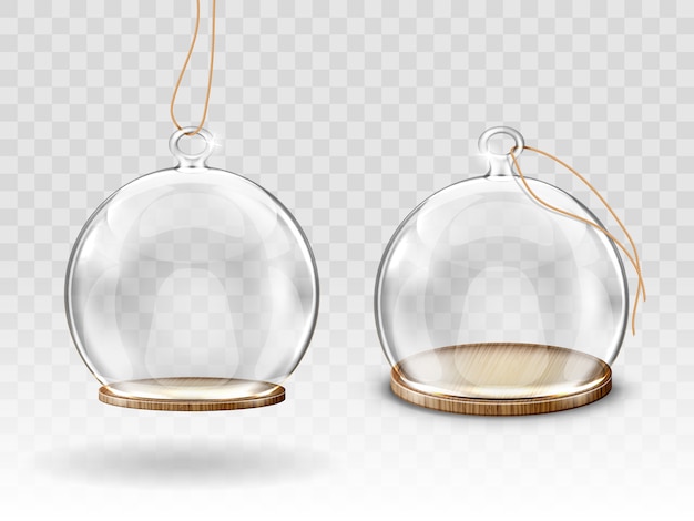 Free vector glass christmas balls, hanging dome for decoration