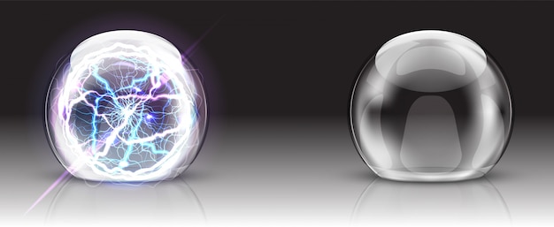 Free vector glass dome, electric ball or sphere realistic