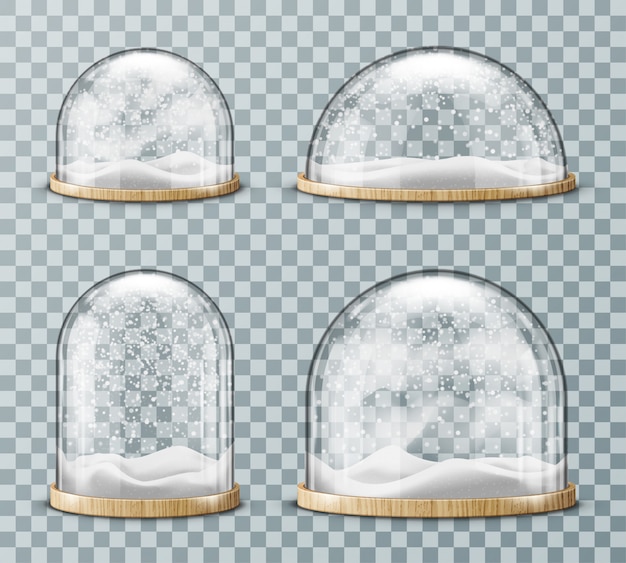 Free vector glass dome with snow realistic