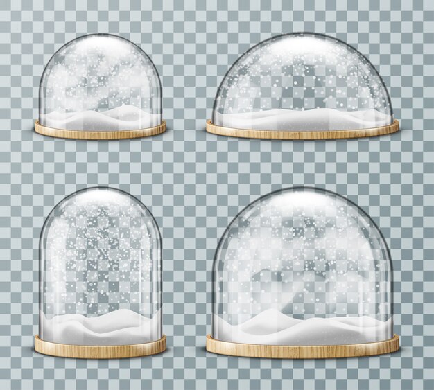 glass dome with snow realistic