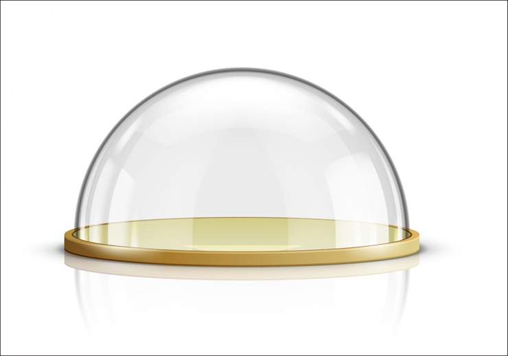Free Vector glass dome and wooden tray realistic vector