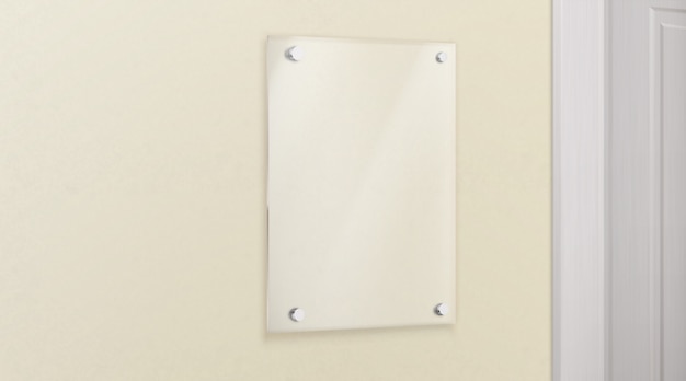 Glass methacrylate plate on wall realistic vector