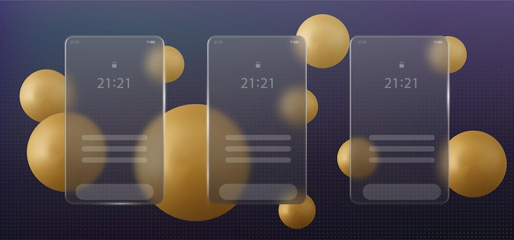 Free Vector glass morphism phone transparent screen frame