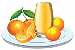 Free vector a glass of orange juice with chopped orange