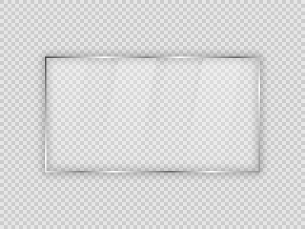 Glass plate in rectangular frame isolated on transparent background. vector illustration.