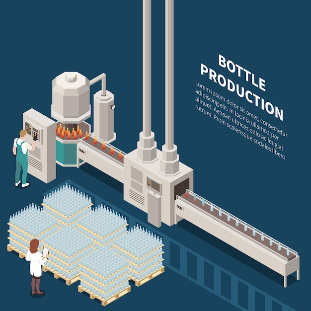 Free vector glass production isometric  with composition