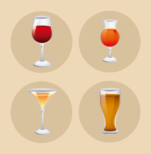 Free vector glass set with drink