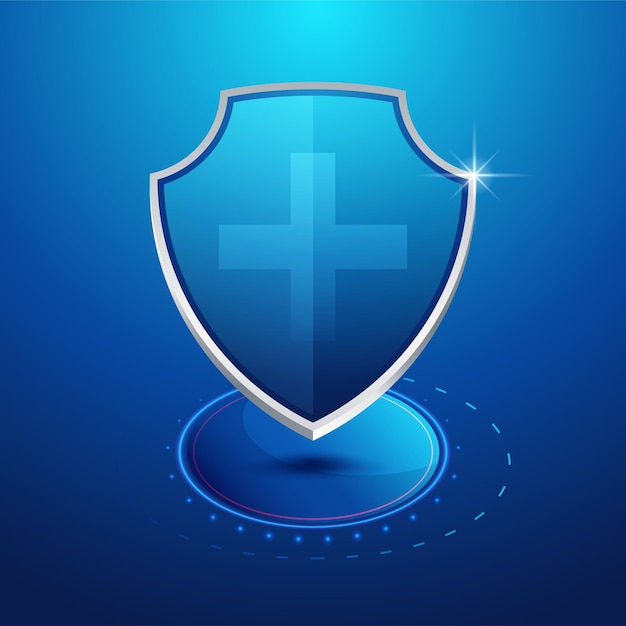 Glass shield realistic vector illustration