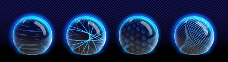Free Vector glass shield spheres set on transparent background