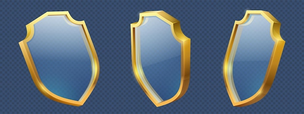 Glass shields in golden frames