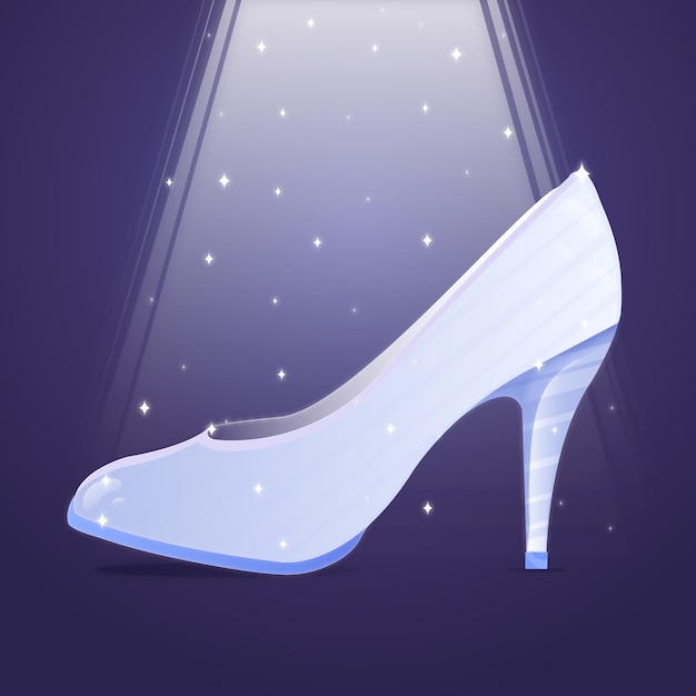 Бесплатное векторное изображение Стеклянная обувь в ярком свете