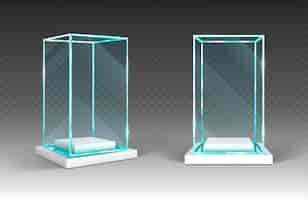 Free vector glass showcase with plastic base