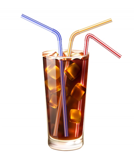 Glass And Straws Realistic Illustration 