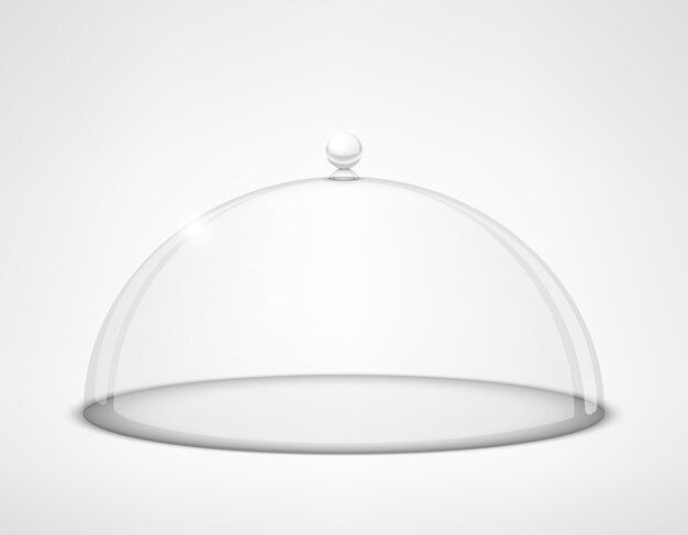 Glass transparent half-sphere lid with handle