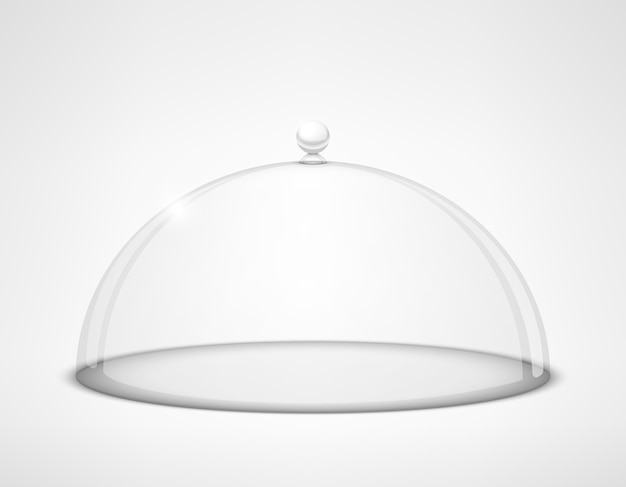 Glass transparent half-sphere lid with handle