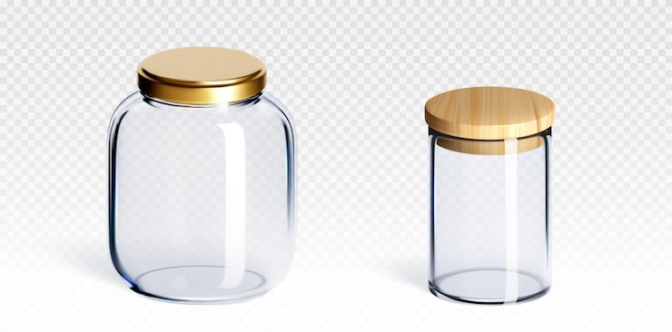 Free Vector glass transparent low and high jar mockup