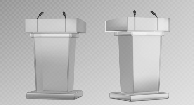 Free Vector glass transparent pulpit with microphone