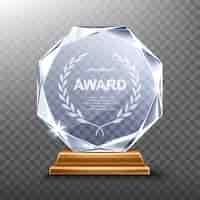 Free vector glass trophy or acrylic winner award realistic