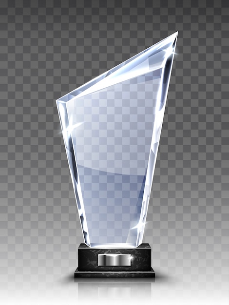 Glass trophy or acrylic winner award realistic