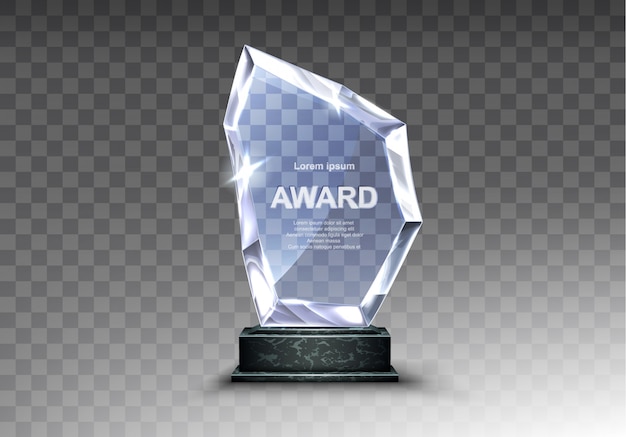 Free vector glass trophy or acrylic winner award realistic