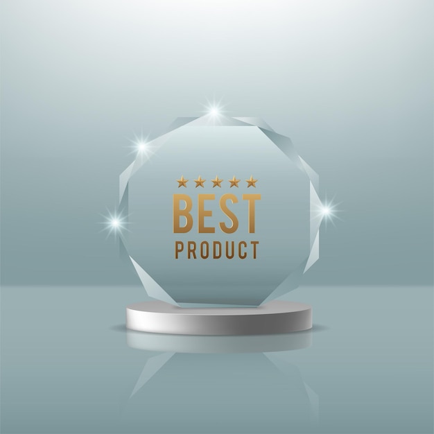 Free vector glass trophy award shining with light