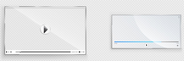 Free vector glass video player interface, transparent window
