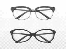 Free vector glasses with black frames realistic vectors