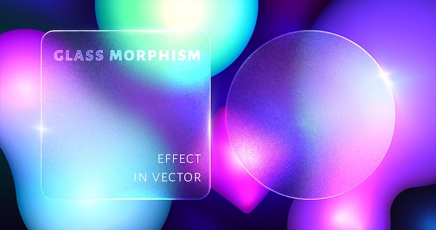 Free vector glassmorphism effect with frosted glass on colorful fluid gradient background