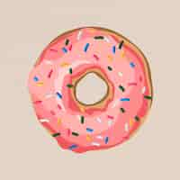 Free vector glazed pink doughnut with sprinkles design element