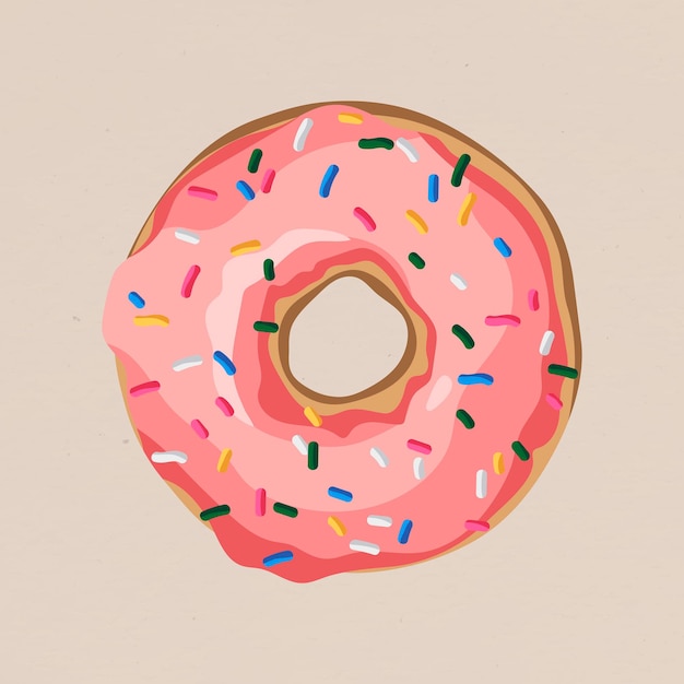 스프링클 디자인 요소가 있는 유약 핑크 도넛
