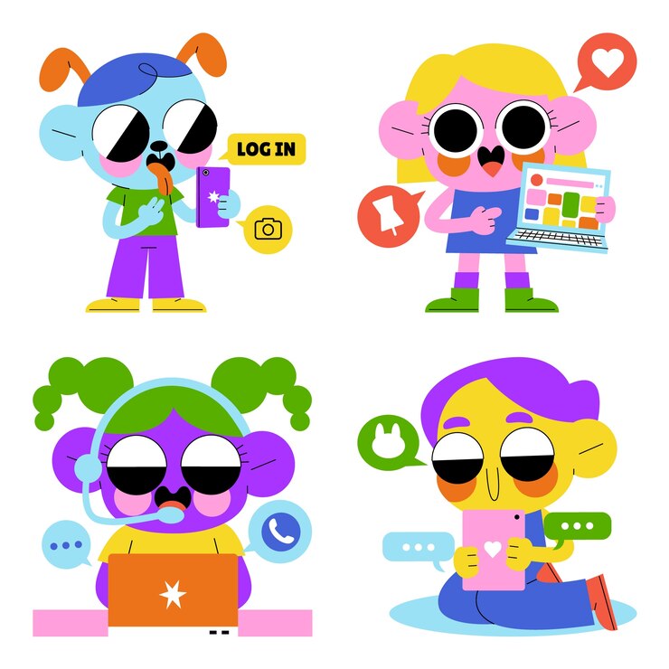 무료 Vector 글레이즈 된 소셜 미디어 스티커 컬렉션